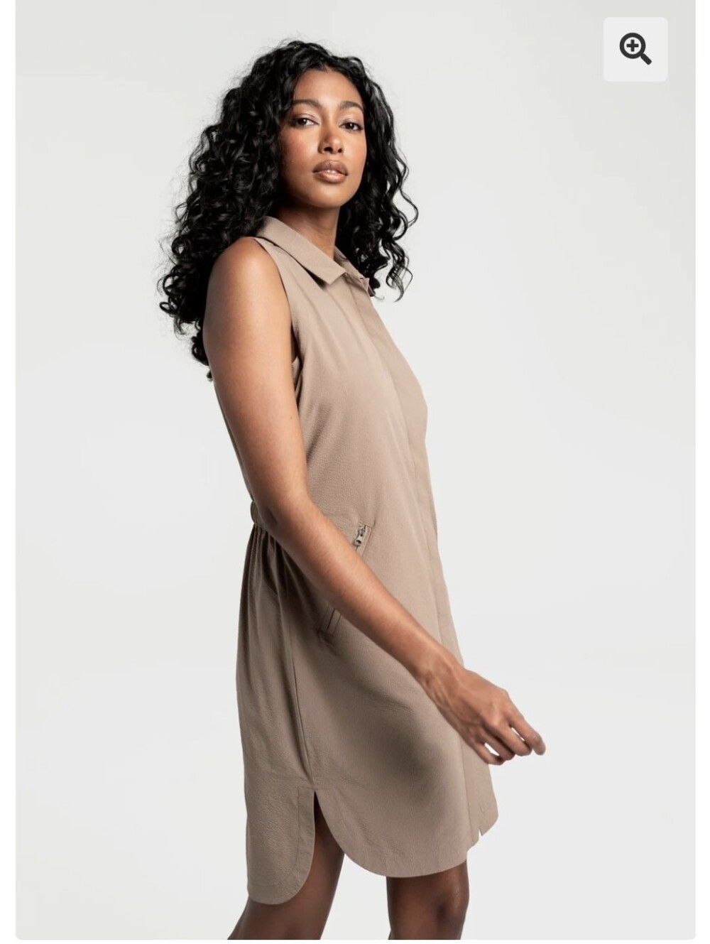🍄3/50$🍄Lolë Momentum Shirt Dress - Sleeveless Stretch Taupe Size M - Picture 3 of 13